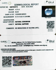 4.75/CT Natural Blue Sapphire With Govt Lab Certificate